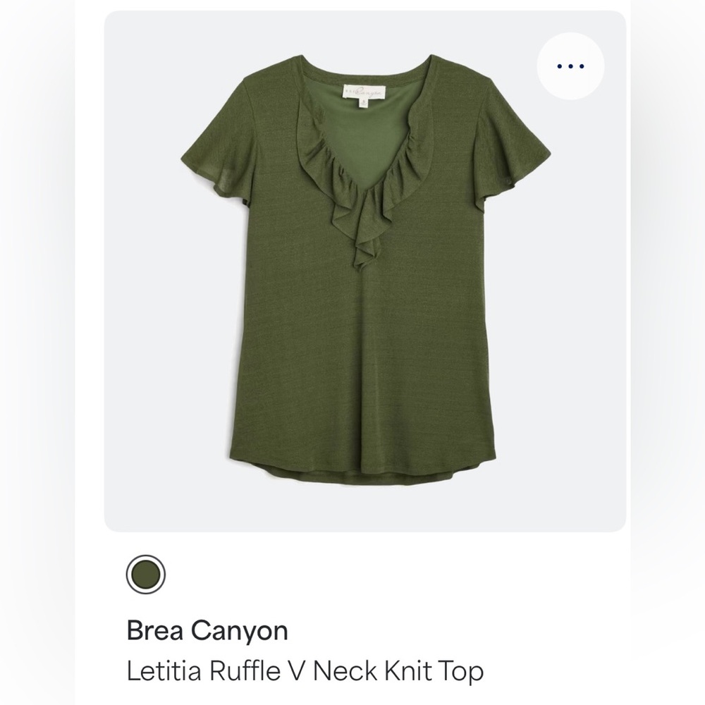 Stitch Fix Brea Canyon Ruffle V neck Green Knit Top